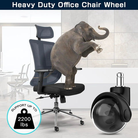 Swap Out Your Clunky Rollers With Heavy Duty Smooth Rolling Office Chair Ball Casters Set Of 5 Featuring Precision Bearings and Thick Polyurethane Wheels That Glide Flawlessly Across Hardwood Floors Up To Two Thousand Pounds, black office chair wheel with an elephant.