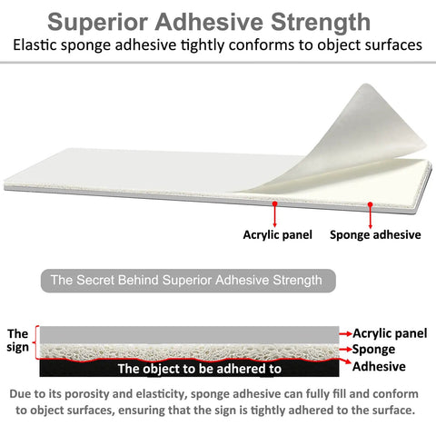 Acrylic panel with sponge adhesive for Premium Self Adhesive Must Wash Hands Sign 9 By 3 Inch Durable Acrylic Hand Washing Sign