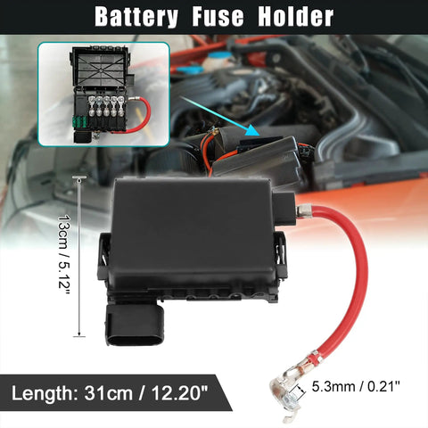 Heavy Duty Fuse Box Battery Terminal Block For Volkswagen Golf Jetta Beetle with red wire and pin connectors, 31cm size.