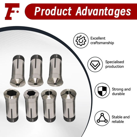 7 Piece 5C Hex Collet Set For CNC Milling And Engraving Machines Inch Sizes One Quarter Inch Through Seven Eighth Inch Spring Collet Holder