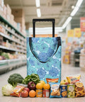 Collapsible Shopping Cart With Wheels Expandable Portable Waterproof Tote for Market and Grocery Runs in a store setting