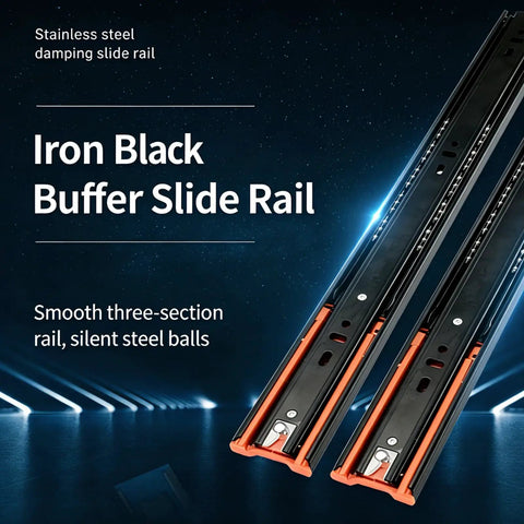 Soft Close Drawer Slides 20 Inch Heavy Duty 1 Pair Rugged Steel With Dual Ball Bearings For Smooth Quiet Opens And Long Lasting Durability Ideal For Kitchen Cabinets Dressers And Garage Drawers black three-section steel drawer slides