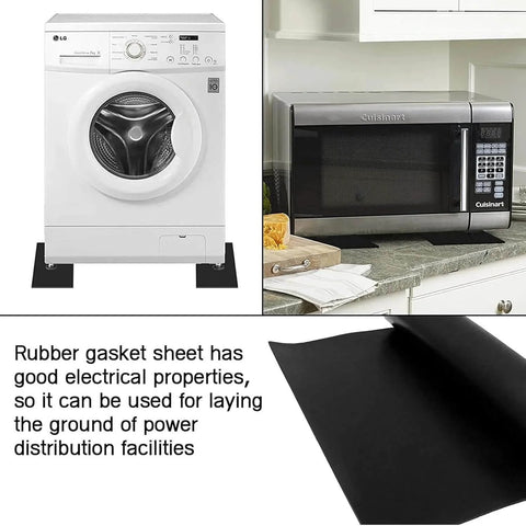 Silicone Rubber Sheet 60A Hardness One Eighth Inch Thick 12 By 12 Inches displayed under appliance for leveling and insulation