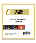 Gold Computer Virus Removal USB Stick For Windows PCs with packaging details, showing 1 year protection for 3 devices