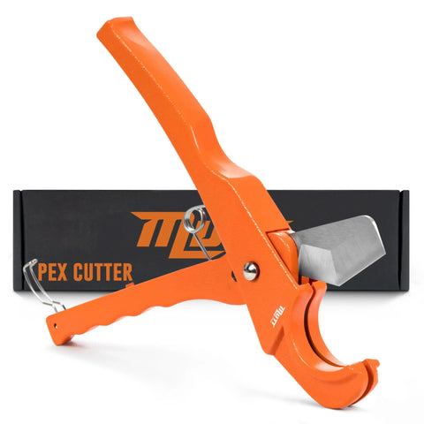 Heavy Duty PEX And Pipe Cutter For Plumbing, Cuts PEX One Eighth To One Inch, PVC CPVC Plastic Pipe And Rubber Hose, side view