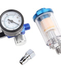 Mini Air Filter Water Separator With Pressure Gauge And Manual Drain One Quarter Inch Line Regulator For Spray Pneumatic Gun