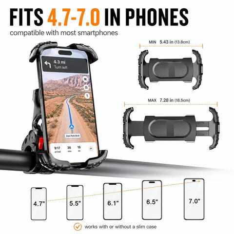 Heavy Duty UTV Phone Mount Designed For Gator Xuv845r Models Fits 4.7-7.0 inch phones securely during off-road use.