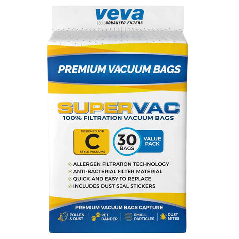 30 Pack Premium Type C Vacuum Bags For Canister Vacuums Compatible With Kenmore Sears Style C Q CQ 5055 50557 50558 box