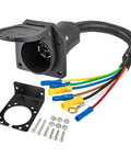 7 Way RV Trailer Light Connector Socket 7 Pin Wiring Harness With Mounting Bracket Plug And Play Quick Install Adapter