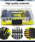 18 Piece Countersink Drill Bit Set With HSS Tapered Bits And Wood Plug Cutters in transparent storage box
