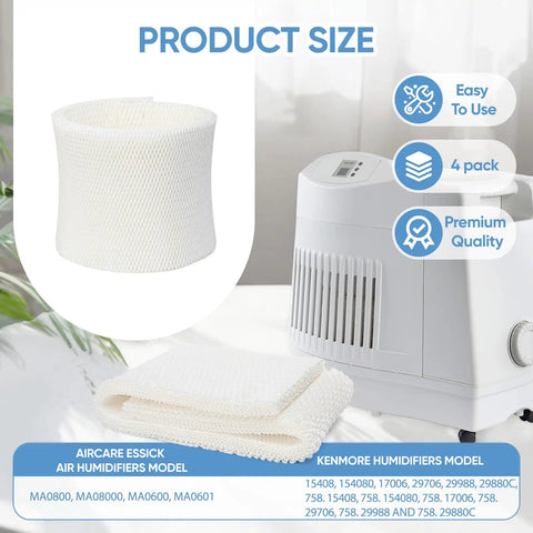 4 Pack MAF2 Humidifier Wick Filters Replacement For High Flow MoistAIR And MA0800 MA0600 MA0601 Humidifiers