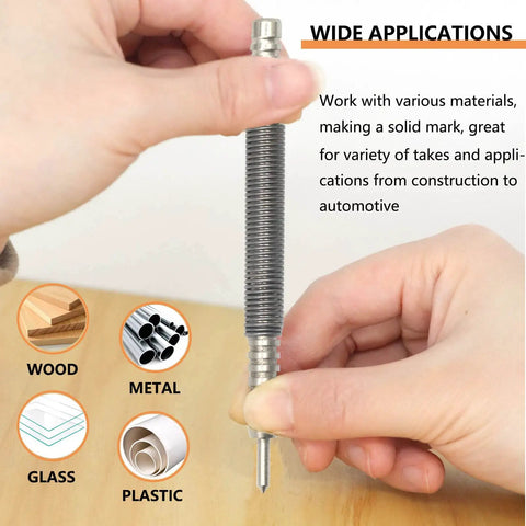 Heavy Duty Two Piece Spring Loaded Hammerless Center Punch Kit delivers kickass 3500 Psi impact striking force for precise marking.