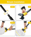 Heavy Duty Metal Mop Handle 58 Inch Industrial Mop Stick With Jaw Clamp Grip installation steps for secure mop head change