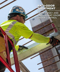 Person using 6690 Cooling Arm Sleeves With Performance Knit Lime XX Large Pair for instant cooling during construction work.