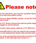 Warning notice for Three In One Universal SATA IDE To USB Drive Reader For 2.5 And 3.5 HDD SSD And DVD CD Optical Drives With Fast 5Gbps Data Transfer Grab And Go Backup And Recovery For Old Legacy Drives