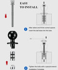 Beefy Metal Motorcycle Fork Stem Mount Base With 1 Inch TPU Ball For Stem Holes 12mm To 25.4mm Includes Dual Spacer Set diagram
