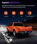 Orange truck driving at night showcasing S1 Pro Front Dash Cam 2.7K Mini With STARVIS 2 Sensor and night vision capabilities.