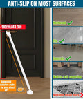 2 Pack Door Security Bar Heavy Duty Metal Door Stoppers Security Patio Bars shown installed on door with anti-slip base