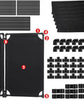 12 Panel Foldable Safety Barricade With High Visibility Caution Sign PVC Frame components including black panels and connectors.