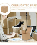 Woman using six pack kraft corrugated boxes for moving and mailing, heavy duty cardboard small boxes with stackable design