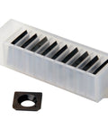 Shelix Helical Planer Knife Insert Set For 10 Piece Replacement, Four Sided Carbide Blades in plastic packaging