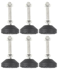 Six Pack M10 Threaded Leveling Feet With Rubber Swivel Ball Joint Pads 50mm Base Non Slip Metal Furniture And Workbench Leg Levelers