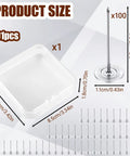 One Hundred One Piece Heavy Duty Upholstery Tacks Set Featuring Smooth Silver Flat Tops And Sturdy Storage Container with product dimensions.