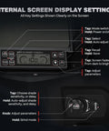 Internal display of Smart Auto Shade Welding Helmet With 180 Degree Panoramic View True Color Lens, showing control settings.