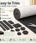 Heavy Duty Neoprene Foam Sheet With Knockout Grip Adhesive Backing For Straight Up Tough Shock Absorption And Slick Weather Seal Cuts Clean To Fit Any Garage Or Workshop Setup Today, cut into various shapes and available for crafts.
