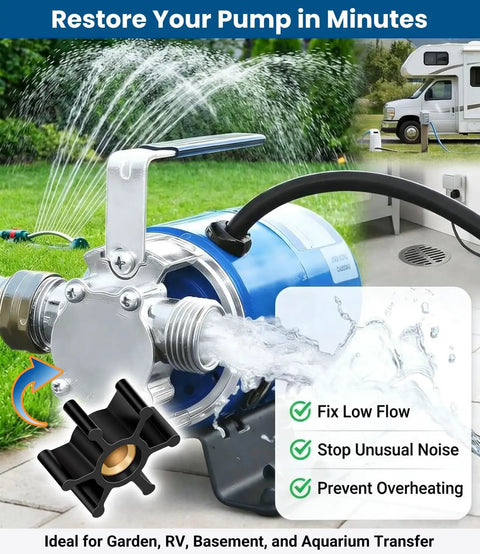 2-Pack Utility Pump Repair Kit For 1/10 HP And 1/12 HP Transfer Pumps With water flow and impeller replacement