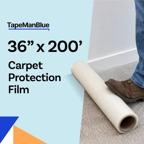 36 Inch Wide Carpet Protection Film Roll 200 Feet Self Adhesive Plastic Carpet Protector Shield For Dirt Dust Foot Traffic Spills And Paint Clean Removal And Easy Unwind