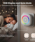 Wireless Motion Sensor Door Chime With 61 Melodies And 120dB Max Volume PIR Entry Alert With 5S Detection Interval 5 Volume Levels RGB Light Indicator Easy Install For Home Office Store Elderly And Visitors, wall-mounted with baby sleep scene