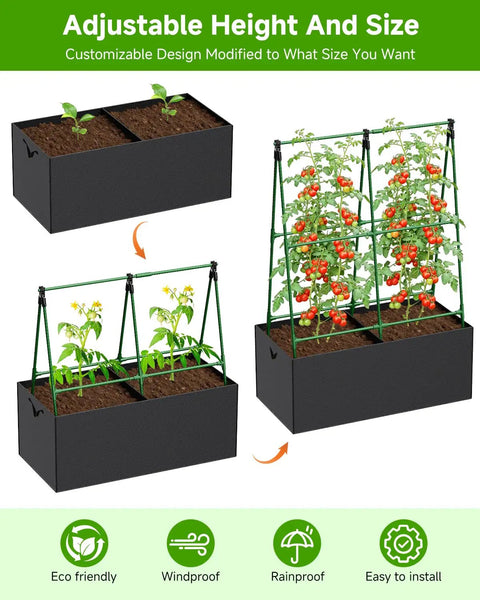 Adjustable A Shape Garden Trellis With Grow Bags For Climbing Vegetables And Flowers Metal Plant Support