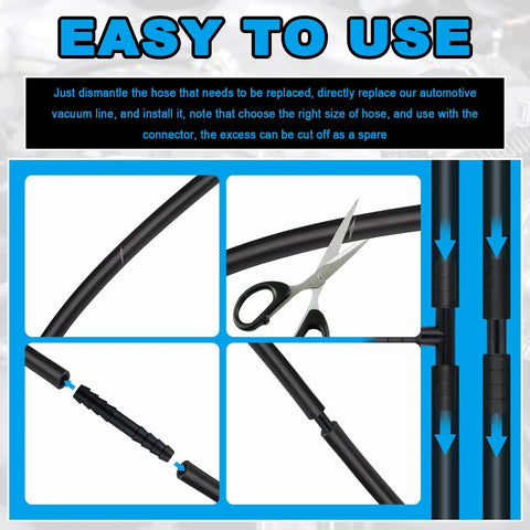 Diagram showing installation of the Six Piece Five Foot Silicone Vacuum Hose Kit With Six Sizes From One Eighth To Three Eighths Inch Includes Tee Straight Reducer Fittings Pro Grade And 24 Hose Clamps And 64 Fittings For A 94 Piece Automotive Vacuum Line Set