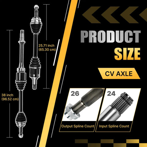 Front CV Axle Shaft Assembly For Toyota Camry 2012-2017 2.5L FWD Non Hybrid Excludes AWD 4WD And Manual Transmission Direct Fit Replacement Pre 2015 Build Beefed Up OEM Grade, 38 in