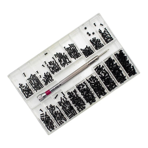 Hella Useful Metric Micro Screw Kit M1.2 M1.4 M2 Precision Hardware Fasteners in a clear case with black stainless steel screws.