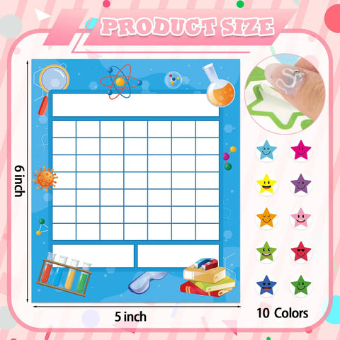 Science Reward Chart Must Have Bundle For Classrooms With 80 Sheets And 2400 Star Stickers, chart design with colorful science icons.