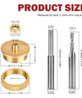 Solid Brass Router Inlay Kit 71333 components and measurements with downcut carbide spiral bit, router bit, and brass parts.