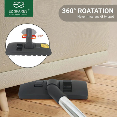 One And One Quarter Inch Vacuum Floor Brush With Two In One Head For Hard Floors And Carpets, shown under couch