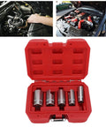 Top Notch Elbow Connector Socket Set For Car Repair That Slips In Where Regular Tools Can Not Go With 5 Sockets From 12mm To 22mm Drive Fitting Kit, red case