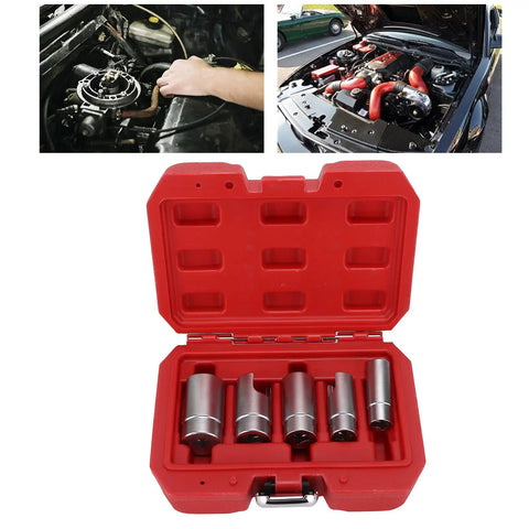 Top Notch Elbow Connector Socket Set For Car Repair That Slips In Where Regular Tools Can Not Go With 5 Sockets From 12mm To 22mm Drive Fitting Kit, red case