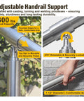 Top Notch 304 Stainless Steel Two Step Stair Handrail Kit With A Comfy 1.5 Inch Grip Rail For No Sweat DIY Setup showing adjustable handrail support features.