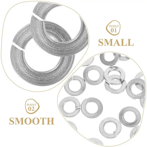 One Hundred Pcs 1/4 Inch Stainless Steel Spring Lock Washers Set For Industrial Fastening And Anti Loosening Applications With 304 Stainless Steel Split Repair Washers Kit Heavy-Duty Jobsite Ready, close-up