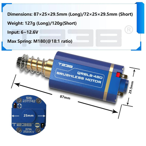 Long Shaft Brushless Airsoft Motor With High Thermal Efficiency, Beast Torque And Speed For M4 M16 MP5 G3 P90 And Other AEGs