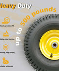 Nuphtun 15x6.00-6 Lawn Mower Tire And Wheel Assembly With Yellow Hubs, Perfect Pre-Mounted Upgrade Kit For Easy Push Mowers Featuring Iron Bushings And Secure Bearings, yellow hub tire