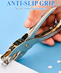 Dual Size Metal Hole Puncher For Office And Crafts Two Punch Heads One Quarter Inch One Eighth Inch Compact Desktop Design