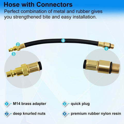 JoyFans cylinder leak-down tester kit with black hose and brass M14 adapters
