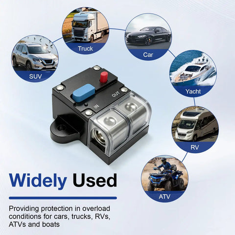 Heavy Duty 50 Amp Circuit Breaker With Manual Reset Switch 12 To 48 Volt Dc Overload Protection Battery Disconnect Switch for vehicles.