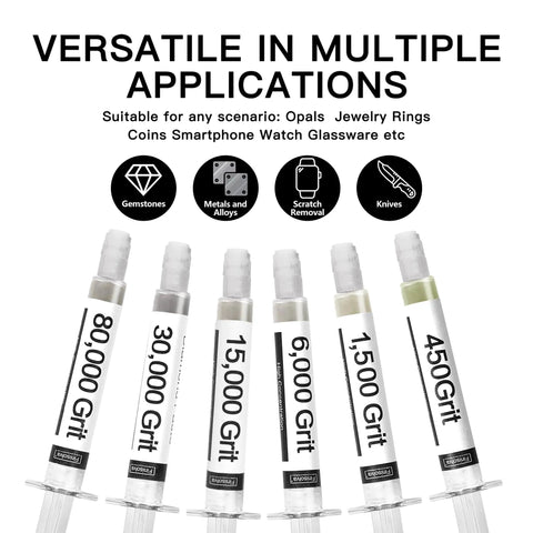 Diamond Paste Polishing and Lapping Compound Kit 6 Pack Oil Based High Concentration Diamond Paste Syringes From 450 To 80 000 Grit