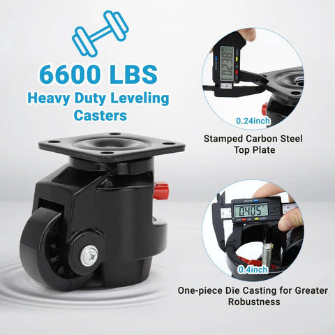 Heavy Duty Leveling Casters With Ratchet Arm 6600 Lbs Retractable Plate Swivel Workbench Castors showcased in image